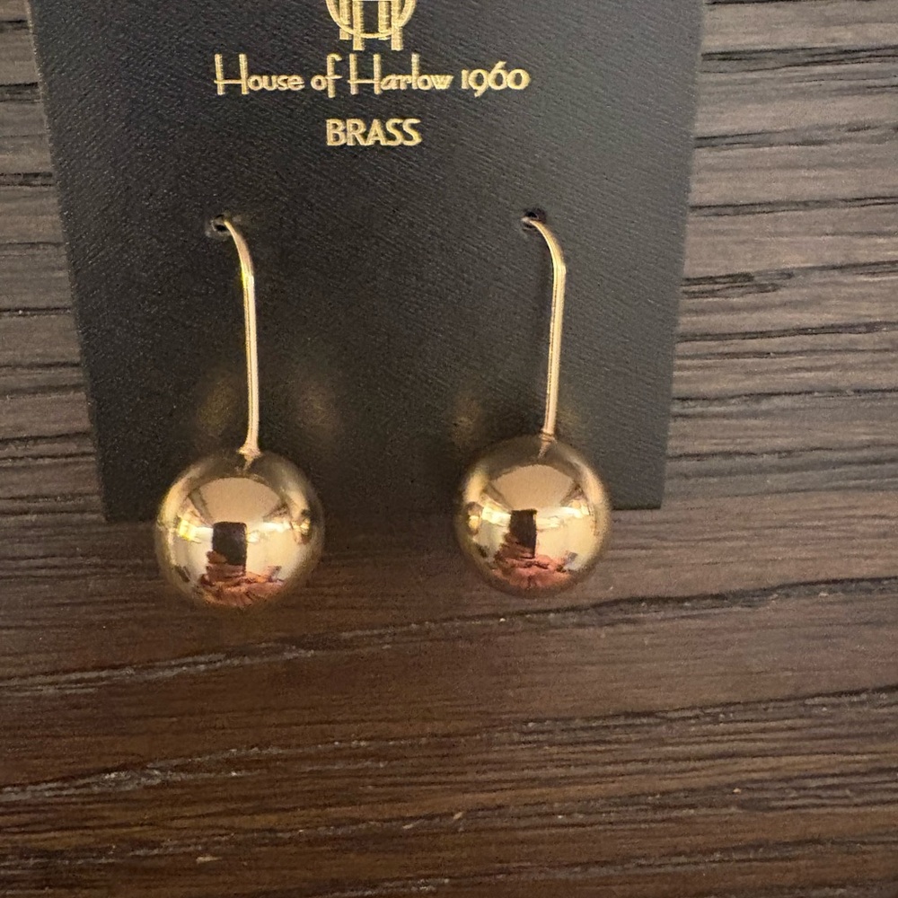 NEW House of Harlow 1960 Gold Earrings - Picture 3 of 3